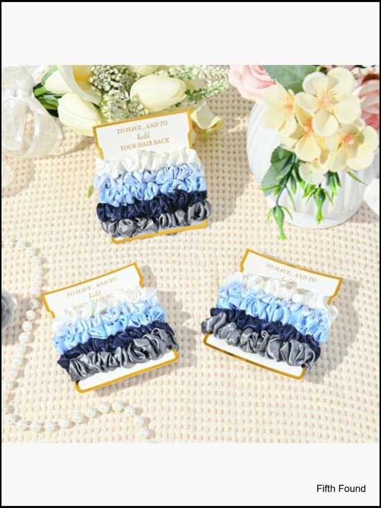 8 Pack Bridesmaid Scrunchies Satin Hair Ties Soft Elastics Wedding Bachelorette main image 7